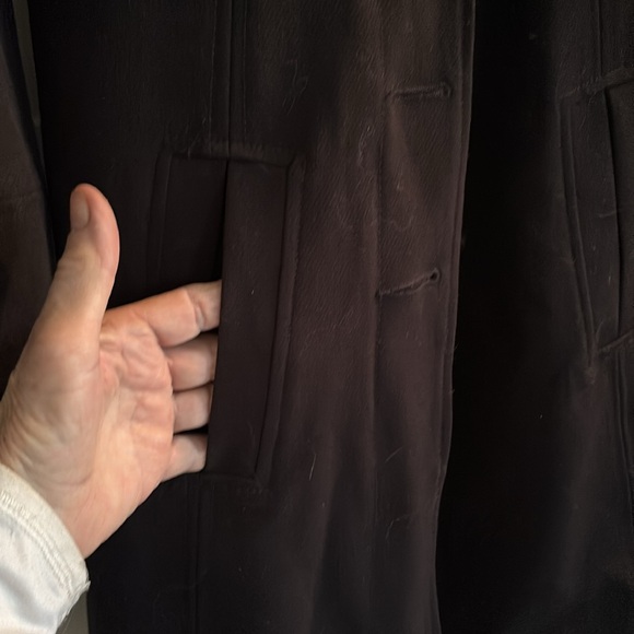 Lovely, black, wool blend washable coat, with ruffled collar. SZ M - Picture 4 of 7